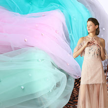 Load image into Gallery viewer, Pearl Beaded Tulle Fabric
