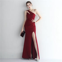 Load image into Gallery viewer, Satin Slim One Shoulder Long Mermaid Evening Dress
