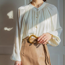 Load image into Gallery viewer, Woman French Style White Silky Satin Vintage Palace Style Shirt
