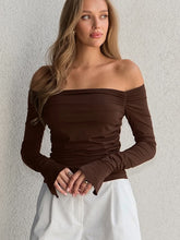 Cargar imagen en el visor de la galería, Off Shoulder Long Sleeve Slim T Shirt
