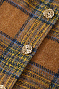 French Style 3/4 Sleeve Autumn Winter Plaid Tie England Style Tie Bow Big Flare Midi Dress