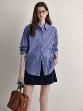 Load image into Gallery viewer, Preppy Blue Plaid Oversized Shirt
