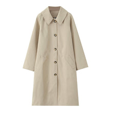 Load image into Gallery viewer, Turn-down Collar Single Breasted Contrast Long Windbreaker
