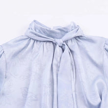 Cargar imagen en el visor de la galería, Jacquard Satin Silky Bow Tie Collar Blouse
