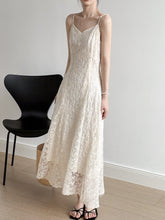 画像をギャラリービューアに読み込む, French Style Spaghetti Embroidered Lace Midi Dress
