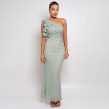 画像をギャラリービューアに読み込む, One Shoulder Flowered Maxi Sheath Dress
