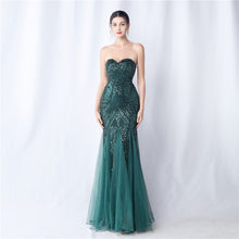Load image into Gallery viewer, Positional Embroidery Tulle Sequin Evening Dress
