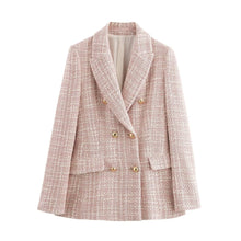 Load image into Gallery viewer, Textured Tweed Double Breast Midi Blazer
