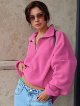 画像をギャラリービューアに読み込む, Pink Lapel Polar Fleece Sherpa Sweatshirt
