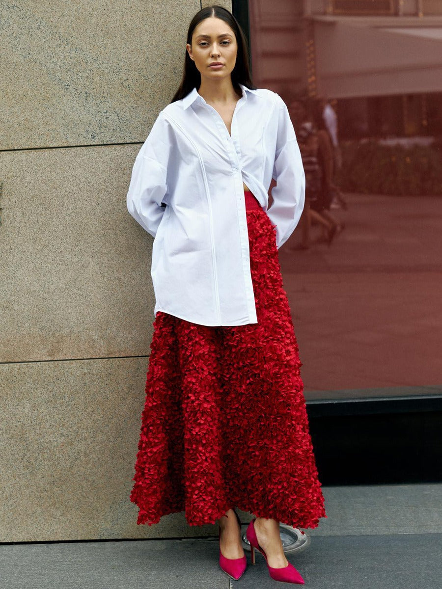 Elastic Waist 3D Floral Event Skirt
