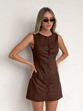 Charger l&#39;image dans la galerie, Pure Cotton Sleeveless Button Up A Line Mini Skirt
