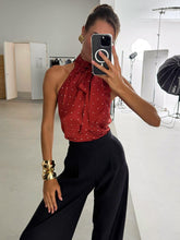Cargar imagen en el visor de la galería, Acetate Polka Dot Halter Neck Top
