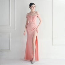 Load image into Gallery viewer, Off Shoulder High Slit Nightclub Wedding Banquet Evening Dress
