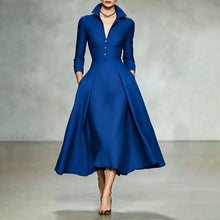 画像をギャラリービューアに読み込む, 2026 Fall Winter Elegant V-Neck Waist Slim Long Sleeve Dress for Women, European &amp; American Style
