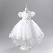 Load image into Gallery viewer, Short Sleeve Girl&#39;s Flower Dress One Year Performance Train Puffy Dress
