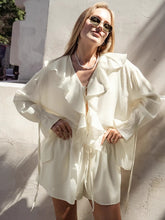 画像をギャラリービューアに読み込む, French Style V Neck Frill Shirt and Short Two Piece Set
