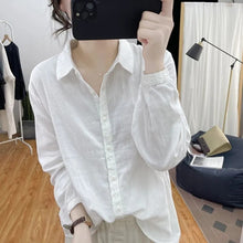 画像をギャラリービューアに読み込む, Solid Linen Cotton Lace Spliced Oversized Shirt
