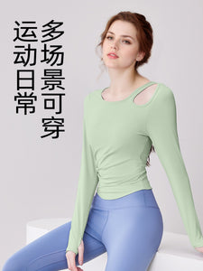 Asymmetric Shoulder Cut-Out Long Sleeve Yoga Top