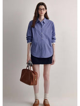Load image into Gallery viewer, Preppy Blue Plaid Oversized Shirt
