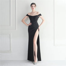 Load image into Gallery viewer, Off Shoulder High Slit Nightclub Wedding Banquet Evening Dress
