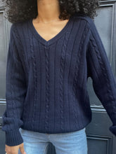 Load image into Gallery viewer, V Neck Cable Pattern Sweater
