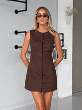 Charger l&#39;image dans la galerie, Pure Cotton Sleeveless Button Up A Line Mini Skirt
