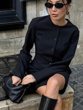 Загрузить изображение в средство просмотра галереи, Round Neck Long Sleeve A Line Button Up Blazer Dress
