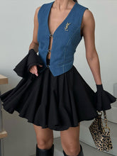 Load image into Gallery viewer, Spliced Frilled Mini Pleating Skirt
