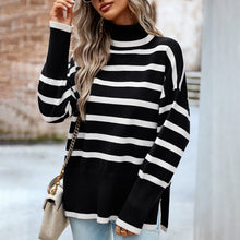 画像をギャラリービューアに読み込む, Stripe High Collar Oversized Sweater

