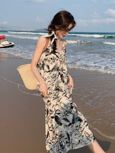 画像をギャラリービューアに読み込む, Wash Painting V Neck Spaghetti Maxi Beach Dress Tea Dress

