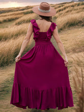 画像をギャラリービューアに読み込む, Off Shoulder Smocking Ruffle Maxi Dress
