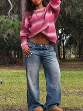 画像をギャラリービューアに読み込む, Spliced Stripe Pink Sweater
