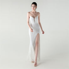 Load image into Gallery viewer, Boning Strapless Sweetheart Neck Sequin Evening Dress
