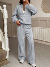 Load image into Gallery viewer, Casual Zip Up Jacket + Trousers Two Piece Set

