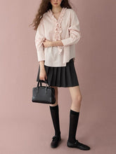 画像をギャラリービューアに読み込む, Cotton Stripe Frilled Blouse
