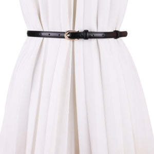 Fashion Black Genuine Leather Thin Dress Blazer Waist Decorative Belt