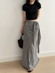 Plaid Maxi Belted Wrap Skirt