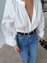 Load image into Gallery viewer, Pure Cotton Long Sleeve Oversized OL Blouse
