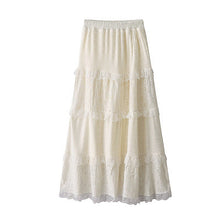 Charger l'image dans la galerie, Sweety Lace Spliced High Waist A Line Midi Tiered Skirt
