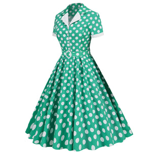 Vintage 50S Elegant Holiday Picnic Photo Shooting Blazer Vintage Polka Dot Big Flare Dress Bridesmaid Performance Dress
