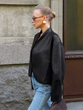 Load image into Gallery viewer, High Street Long Sleeve Oversized PU Jacket
