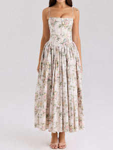 Printed Floral Slim Flare Maxi Dress