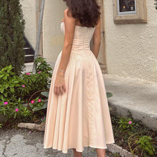 Load image into Gallery viewer, Spaghetti Cupped Slim Flare Midi Dress
