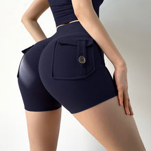 Load image into Gallery viewer, Woman Gym Shorts Active Yoga Hip Push Up Pockets High Waist Quick Dry Shorts
