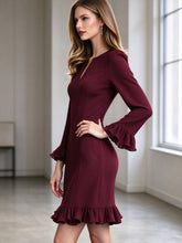 Charger l'image dans la galerie, Women's V-Neck Long Sleeve A-Line Dress, Ruffle Hem Elegant Fall Winter Dress, European American Style
