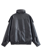 Laden Sie das Bild in den Galerie-Viewer, Stand Collar Pu Biker Jacket 街
