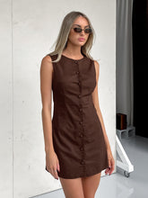 Charger l&#39;image dans la galerie, Pure Cotton Sleeveless Button Up A Line Mini Skirt

