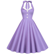 Load image into Gallery viewer, 50S Contrast Vintage Turn-down Collar Backless Halter Neck Dress Romantic Holiday Date Flare Cocktail Dress Bridesmaid Dress

