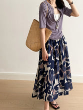 Load image into Gallery viewer, Oil Painting Printing High Waist A Line Flare Skirt

