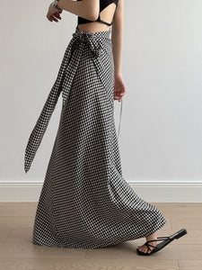 Plaid Maxi Belted Wrap Skirt